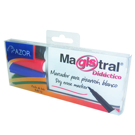 Marcador Magistral Didáctico AZOR colores surtidos - caja con 4 piezas