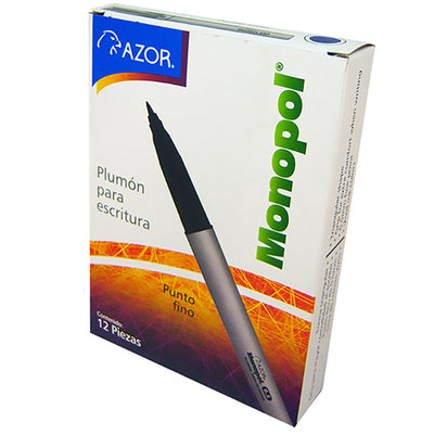Plumón Monopol Ultra Fino 0.5mm, Azul - Caja con 12 Piezas