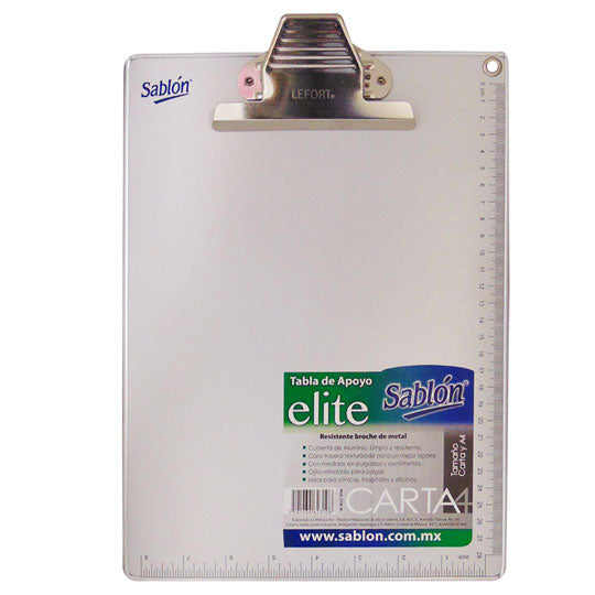 Tabla Sujetapapel Sablón de Aluminio Tamaño Carta con Clip - 1 Pieza