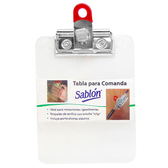 Tabla Sujetapapel Sablon de Plástico Tamaño Mini con Clip, Transparente - 1 Pieza
