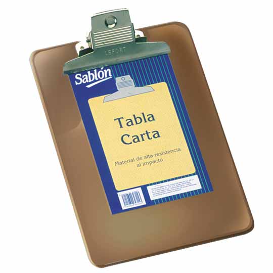 Tabla Sujetapapel Sablón de Plástico Tamaño Carta con Clip, Humo - 1 Pieza