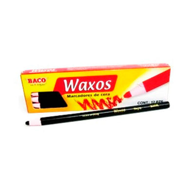 Marcador de cera Waxos BACO suave negro - caja con 12 piezas