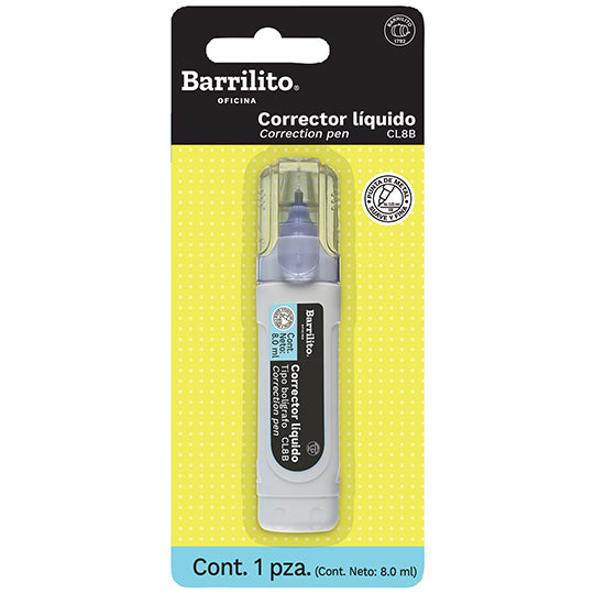 Corrector líquido BARRILITO tipo bolígrafo de 8 ml