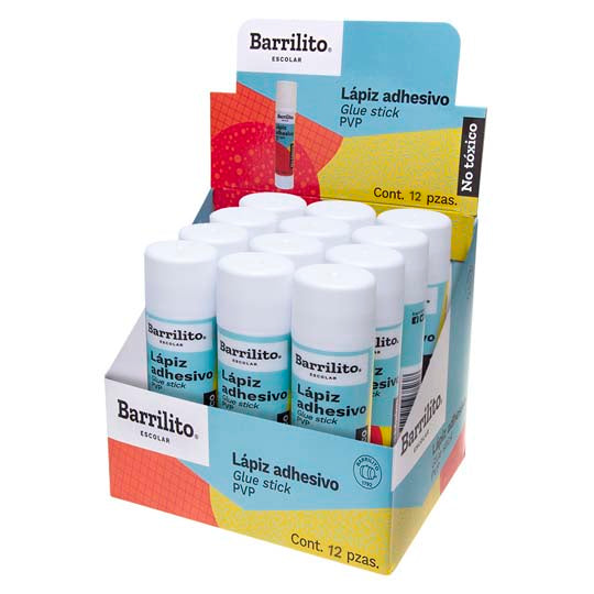 Lápiz adhesivo 36 g Barrilito color blanco - caja 12 piezas