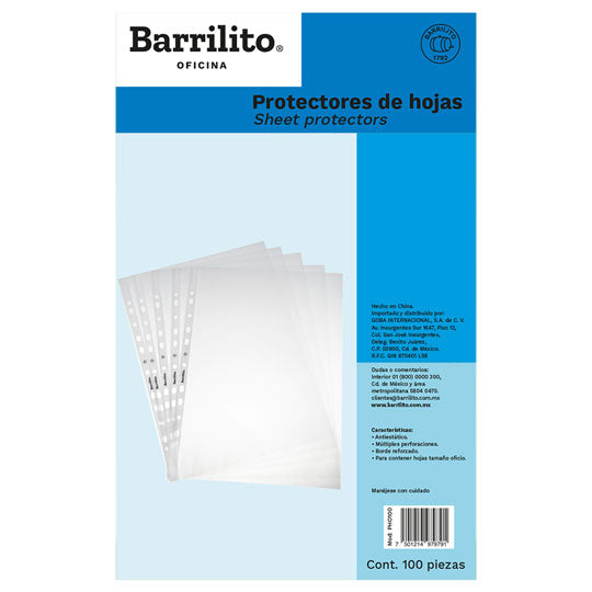Protector de hojas BARRILITO tamaño oficio