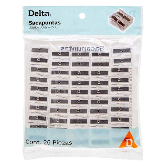 Sacapuntas Barrilito plástico transparente doble - bolsa con 25 piezas