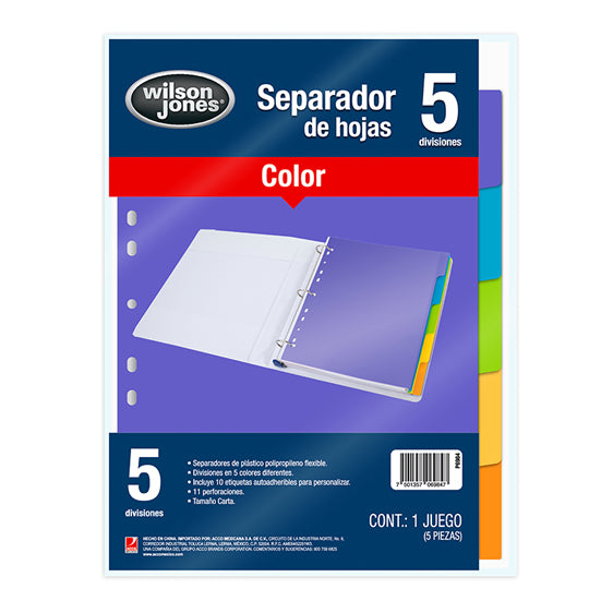 Separador BARRILITO 5 divisiones tamaño carta