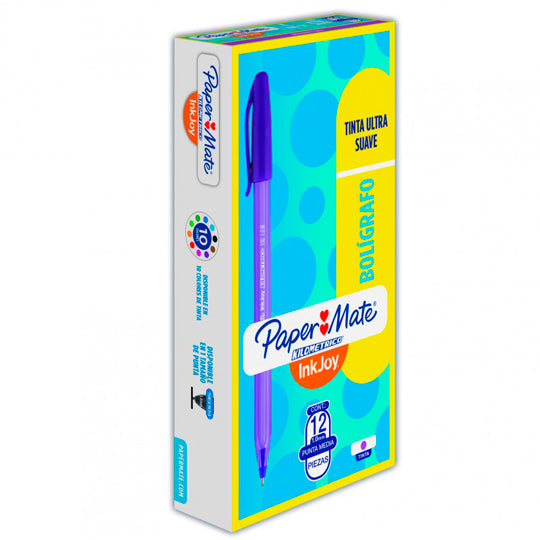 Boligrafo Kilometrico Punto Mediano, Morado - Caja 12 Piezas