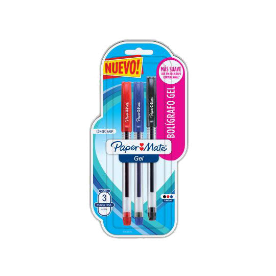 Bolígrafo Gel Paper Mate Punto Fino Estuche de 3 piezas