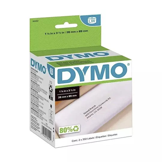 Etiqueta DYMO blanca de 89x28mm blístercon 2 rollos con 350 etiquetas