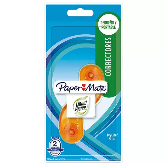Corrector en cinta micro Paper mate, Blíster con 2 piezas