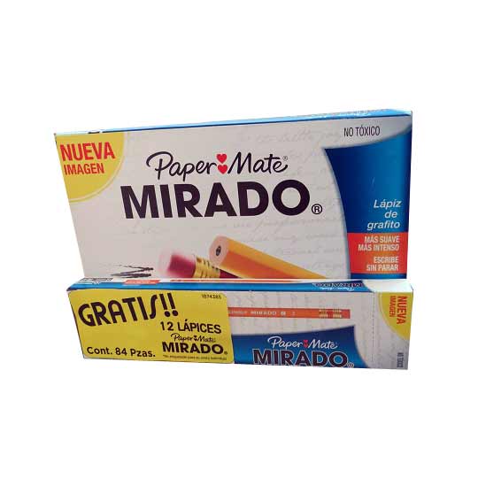 Lápiz Mirado PAPER MATE hexagonal no. 2 - empaque con 72 lápices + 12 gratis