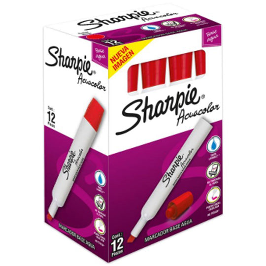 Marcador Acuacolor SHARPIE rojo - 12 piezas