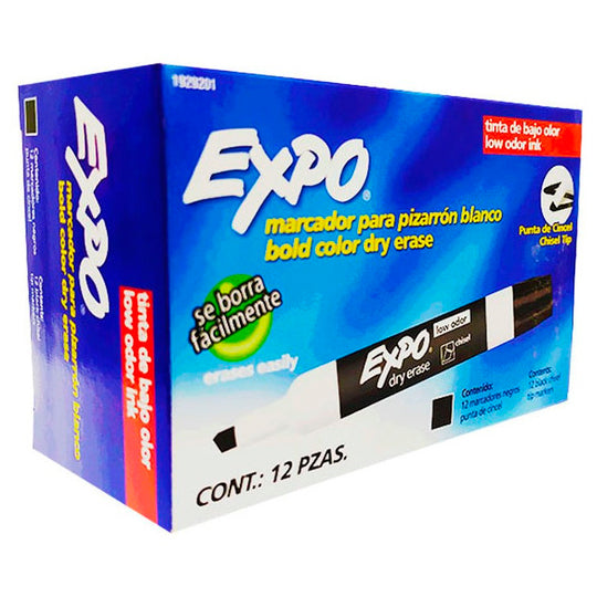 Marcador para pizarrón EXPO negro - caja con 12 piezas