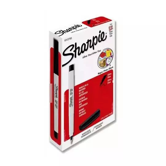Marcador permamente Sharpie ultra fino negro caja 12 piezas