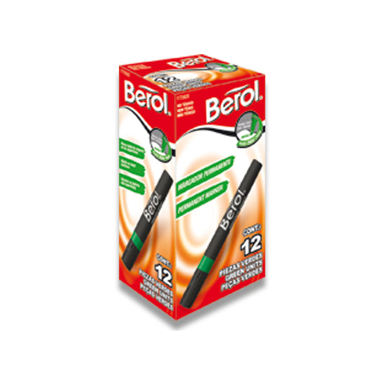 Marcador permanente BEROL verde - caja con 12 piezas