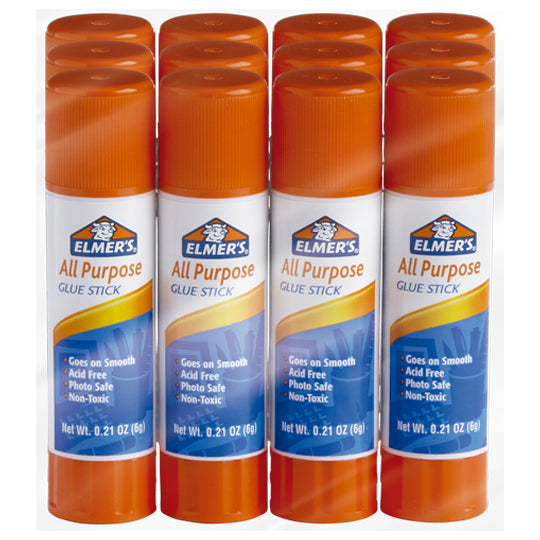 Lapiz Adhesiivo Elmers de 6grs, Blanco - Paquete con 12 Piezas