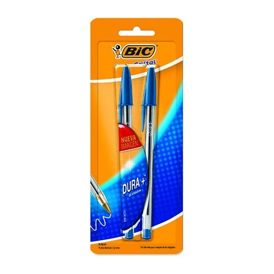 Bolígrafo Cristal BIC Azul Punto Mediano 1.0 mm -2 piezas