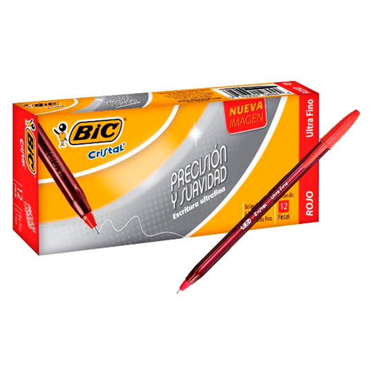 Bolígrafo Cristal BIC Rojo Ultra Fino 0.7mm