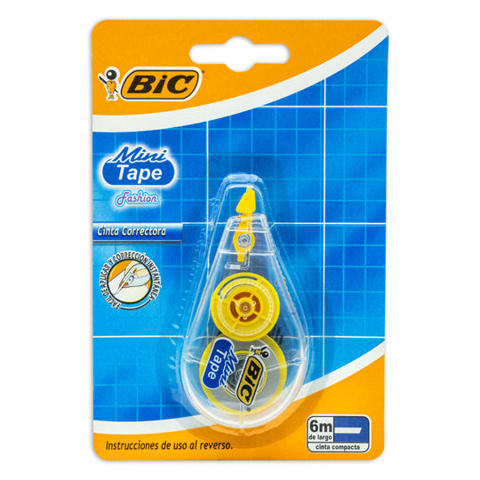 Corrector de Cinta Bic Mini Tape Fashion 6 Metros, Cuerpo Transparente - 1 Pieza