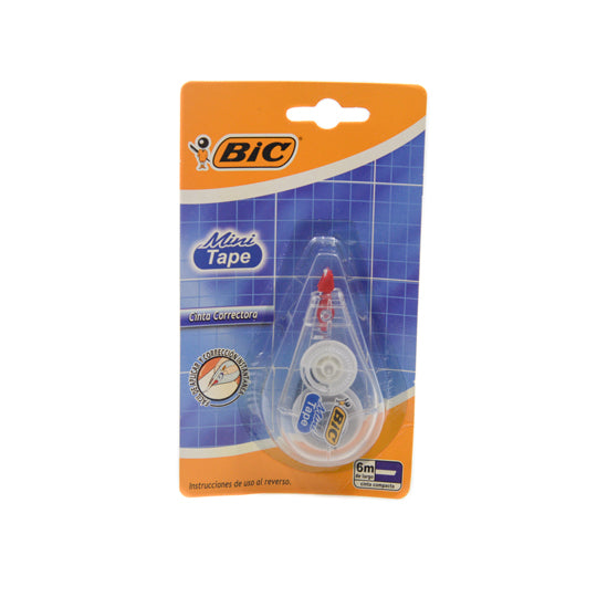Corrector de Cinta Bic Mini Tape de 6 Metros, Cuerpo Transparente - 1 Pieza