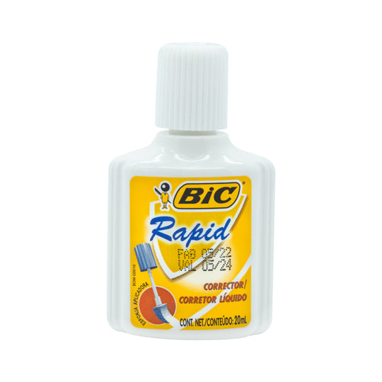 Corrector liquido Bic, Base Agua de 20ml con Brocha - 1 pieza