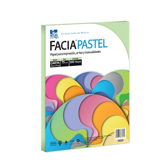 Papel facia pastel carta color verde 75g