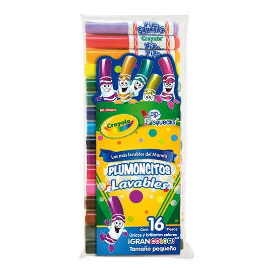 Plumoncitos Crayola Lavables Punta Fina, Surtido - Estuche con 16 Piezas