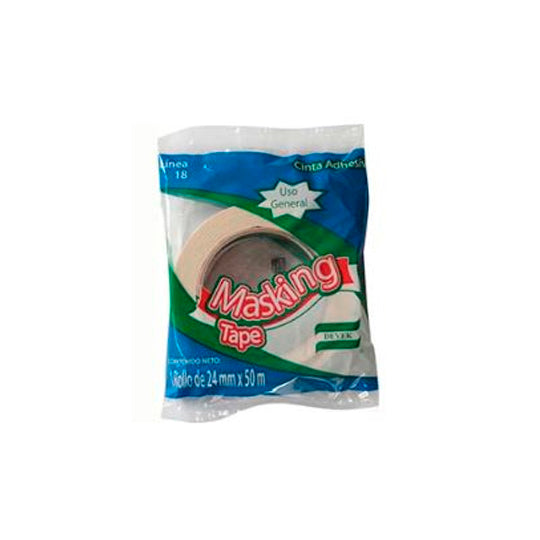 Cinta Masking Tape Devek Color Natural de 24mm x 50m - 1 Pieza