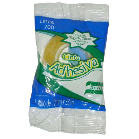 Cinta Adhesiva Devek Transparente de 12mm x 33m - 1 pieza