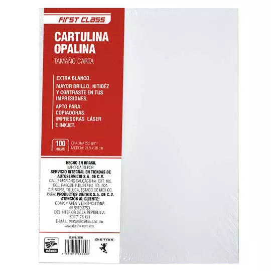 Cartulina Opalina Dietrix con 100 hojas tamaño Carta