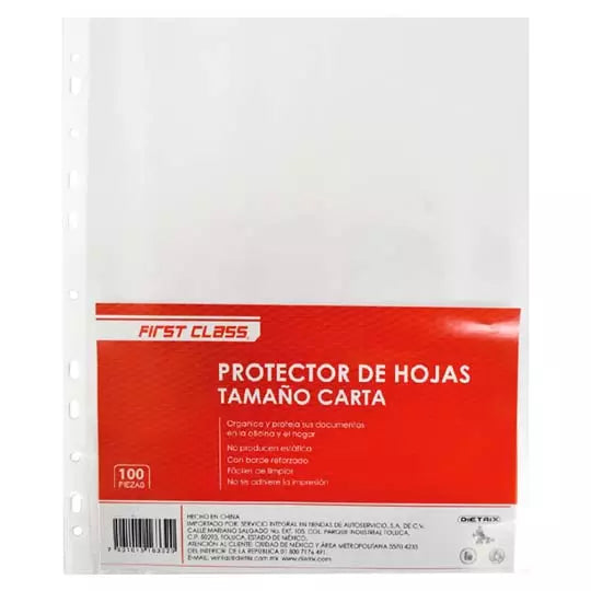 Protector de hojas Dietrix tamaño Carta presentación con 100 protectores