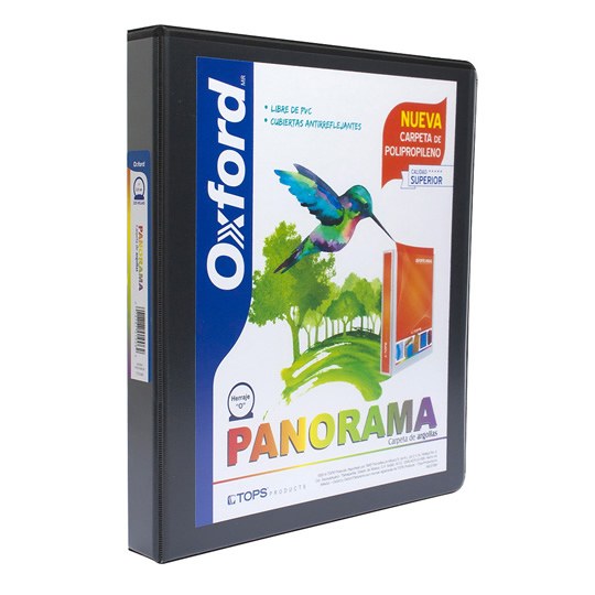 Carpeta panorámica OXFORD herraje en O 1 pulgada color negro tamaño carta