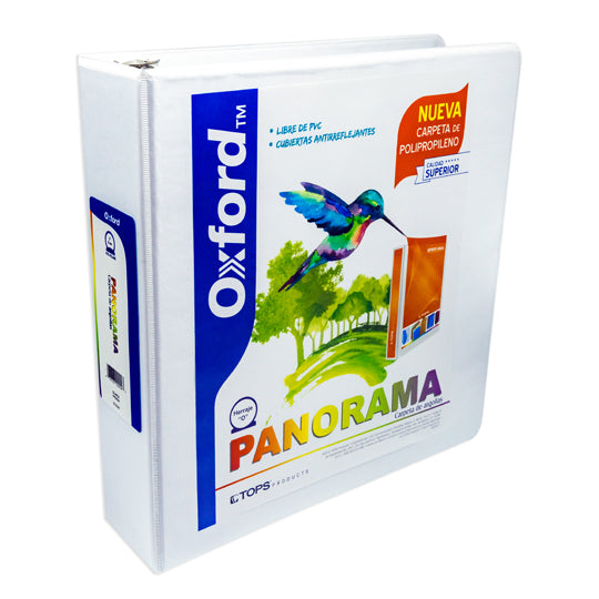 Carpeta panorámica OXFORD herraje en O 2 pulgadas color blanco tamaño carta