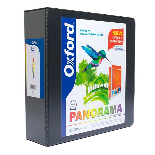 Carpeta panorámica OXFORD herraje en O 3 pulgadas color negro tamaño carta