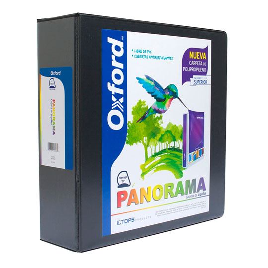Carpeta panorámica OXFORD herraje en D 3 pulgadas color negro tamaño carta
