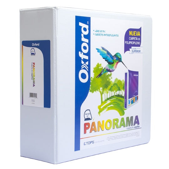 Carpeta panorámica OXFORD herraje en D 4 pulgadas color blanco tamaño carta