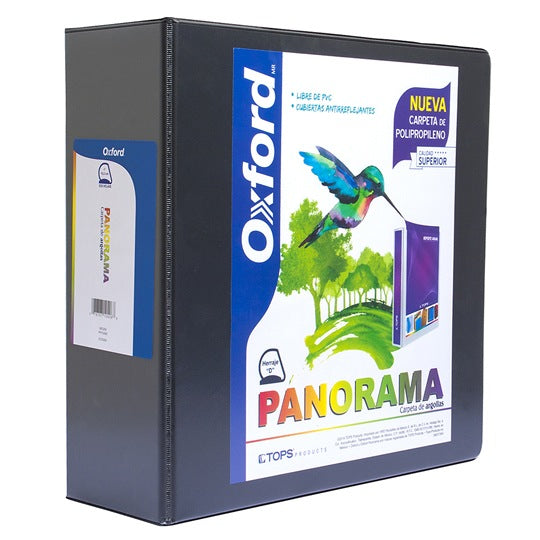 Carpeta panorámica OXFORD herraje D 4 pulgadas color negro tamaño carta