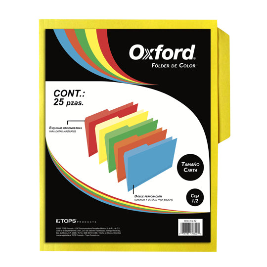 Folder OXFORD broche de 8cm color amarillo intenso tamaño carta