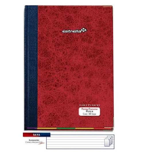 Libro florete forma francesa ESTRELLA raya 144 hojas