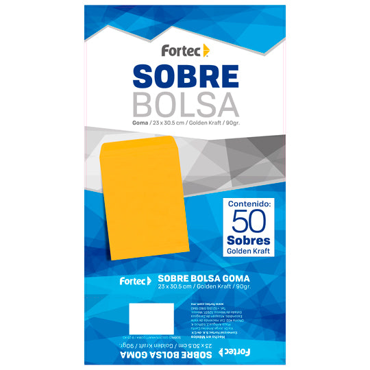 Sobre kraft FORTEC cierre engomado color amarillo kraft tamaño carta