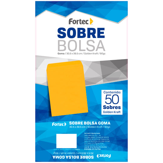 Sobre golden kraft FORTEC solapa engomada color amarillo kraft tamaño legal