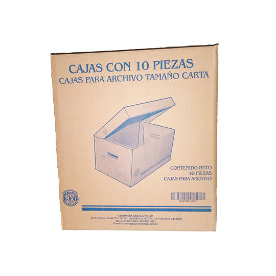 Caja de Archivo Geo kraft Tamaño Carta, Color Café - Caja con 10 Pieza