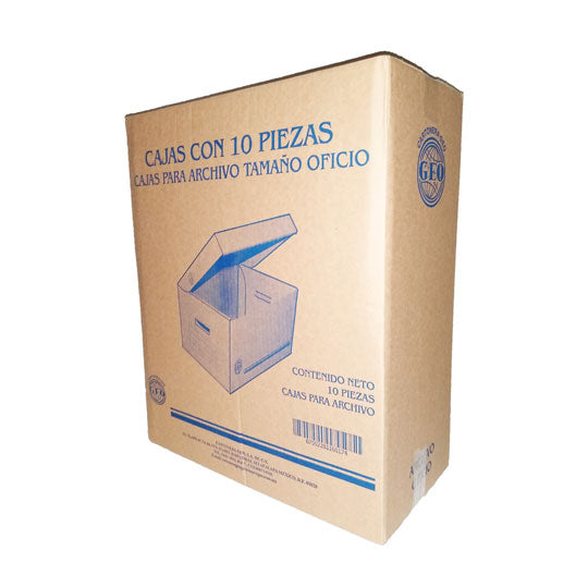 Caja de Archivo Geo kraft Tamaño Oficio, Color Café - Caja con 1 0 Piezas