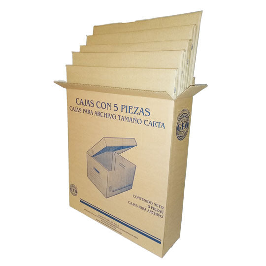 Caja de Archivo Geo Tamaño Carta, Color Café - Caja con 5 Pieza