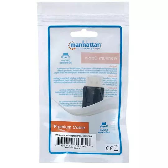 Adaptador DisplayPort Macho a HDMI Hembra Manhattan 151993 | Pasivo | GPU/PC con DP a Monitor o TV HDMI | Plug & Play | SKU 151993