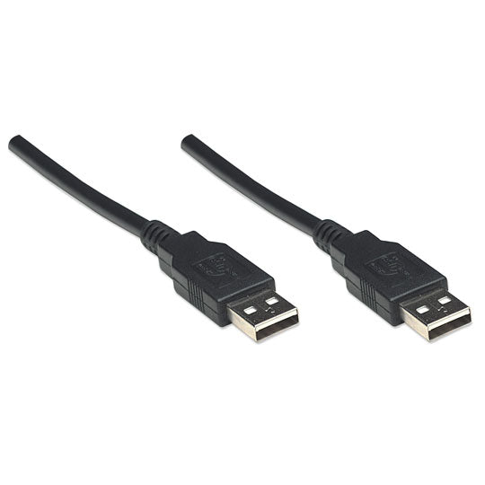 Cable USB 2.0 Tipo A a Tipo A Manhattan 306089 | 1.8 m | Macho-Macho | Para Carga y Datos en Dispositivos USB | Negro | SKU 306089
