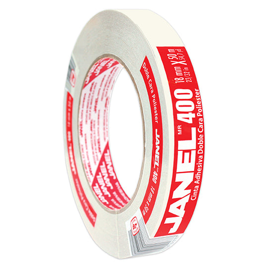 Cinta Adhesiva Doble Cara Janel Blanca de 18mm x 50m - 1 pieza