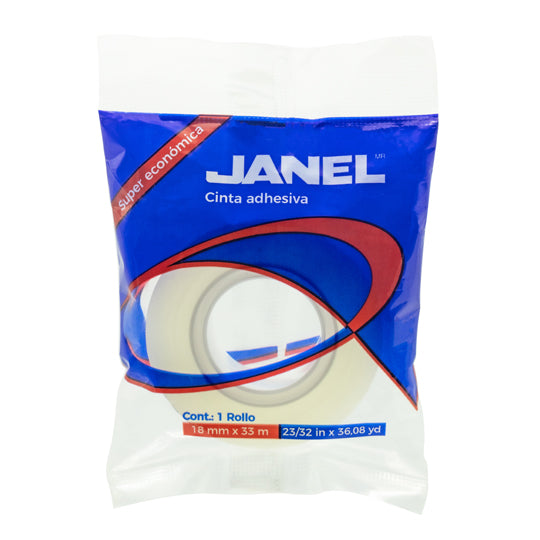 Cinta Adhesiva Janel Transparente de 18mm x 33m - 1 pieza