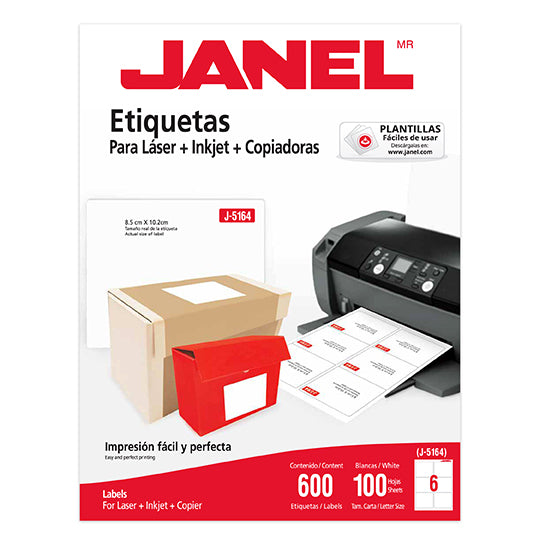 Etiqueta laser JANEL blanca tecnología laser/inkjet - 1 sobre